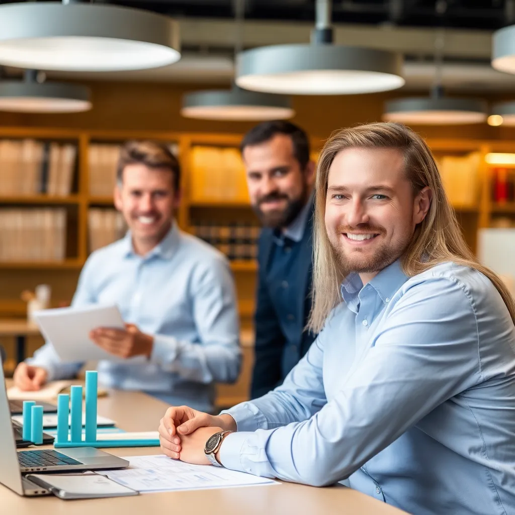 Financieel team analyseert budgetgegevens in moderne kantooromgeving